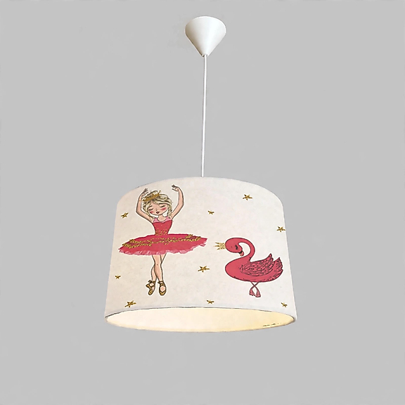 Minibabyroom Pembe Balerin Kız ve Kuğu Temalı Çocuk Odası Sarkıt Avize