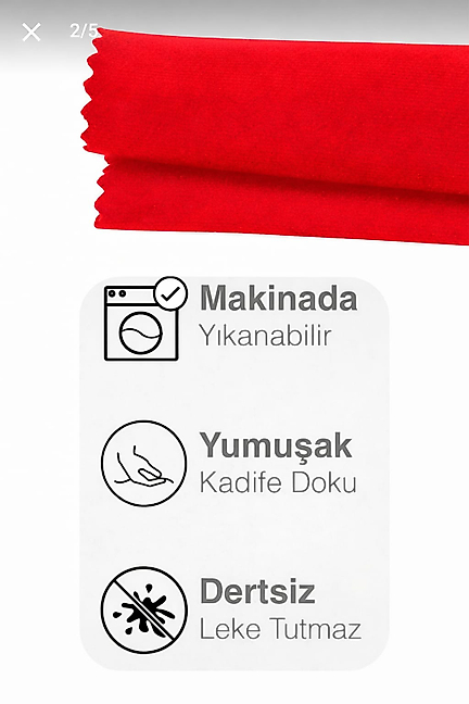 PerdeYap Kadife Dokulu Kırmızı Kırlent Yastık Kılıfı ( 2 Adet )