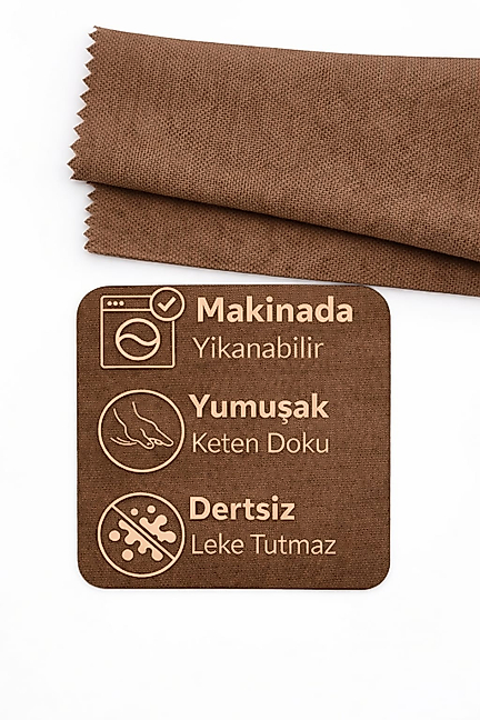 PerdeYap Kadife Dokulu Açık Kahve Renk Ada Serisi Runner 40 x 140 cm