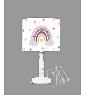 Minibabyrooms Gökkuşağı Desenli Ahşap Oyma Ayak Abajur