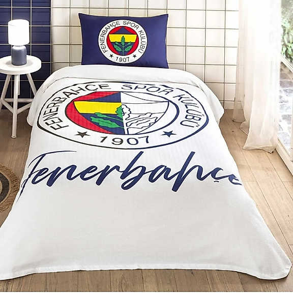 Taç Lisanslı Fenerbahçe Yarım Logo Tek Kişilik Pamuk Pike Takımı