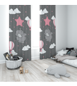 Minibabyrooms Pembe Yıldızlı Fil Temalı Fon Perde