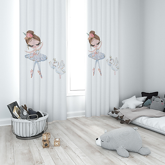 Minibabyrooms Prenses ve Kuğu Temalı Fon Perde