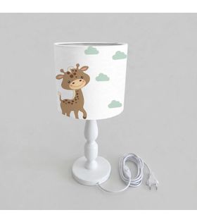 Minibabyrooms Zürafa ve Gökkuşağı Desenli Ahşap Oyma Ayak Abajur