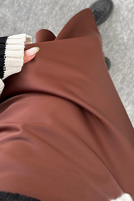 Saten Kumaş Beli Lastikli Uzun Etek