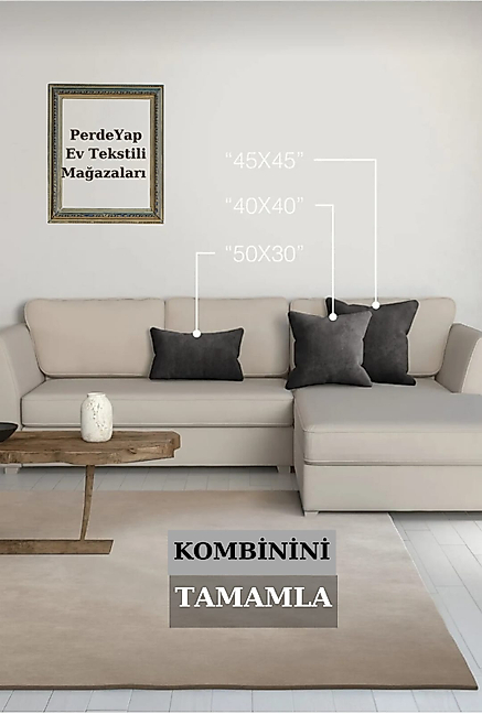 PerdeYap Kadife Dokulu Koyu Gri Renk Ada Serisi Runner 40 x 140 cm