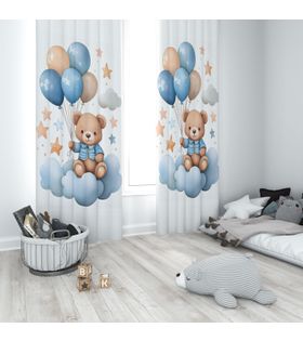 Minibabyrooms Ayıcık ve Balonlar Temalı Fon Perde