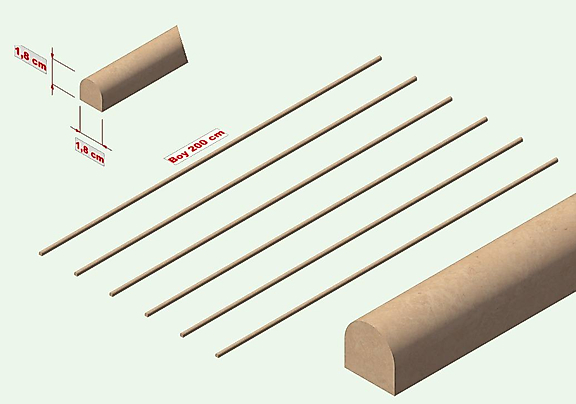 İSKANDİNAV OVAL DUVAR ÇITASI 18Mm (Kalınlık) 18Mm (en) X 200 Cm (Boy) (6 ADET)