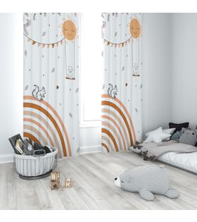 Minibabyrooms Tavşan ve Salıncakta Kedi Temalı Fon Perde