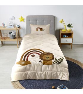 Minibabyrooms Aslan ve Gökkuşağı Desenli Kapitone Yorgan