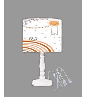 Minibabyrooms Tavşan ve Salıncakta Kedi Desenli Ahşap Oyma Ayak Abajur