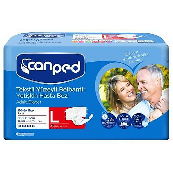 Canped Tekstil Yüzeyli Hasta Alt Bezi Large | 30’lu Paket