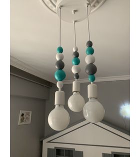 Boncuk avize 3 lü yeşil