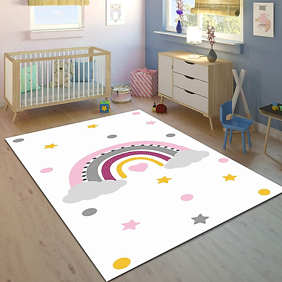 Minibabyrooms Gökkuşağı Desenli 8 mm Kalınlıkta Çocuk Odası Halısı