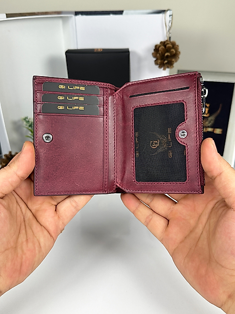 Jordan 2044 Ünisex Bordo Renk Hakiki Deri Fermuarlı