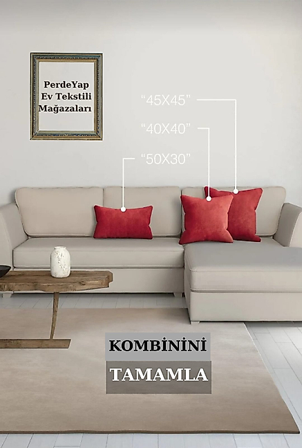 PerdeYap Kadife Dokulu Kırmızı Renk Ada Serisi Runner 40 x 140 cm