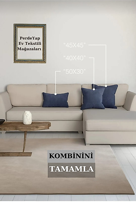 PerdeYap Kadife Dokulu Koyu Lacivert Renk Ada Serisi Runner 40 x 140 cm