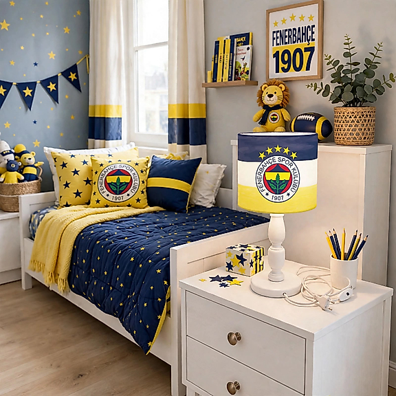 Minibabyrooms Fenerbahçe Desenli Ahşap Oyma Ayak Abajur
