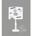 Minibabyrooms Fil ve Mavi Yıldız Desenli Ahşap Oyma Ayak Abajur