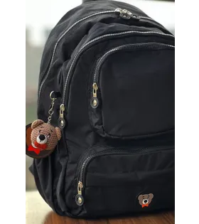 Nemo Bags SİYAH Orta Boy Sırt, Okul, 14 İnç Laptop, Seyahat Çantası Amigurumi Ayıcık Anahtarlık Hediyeli