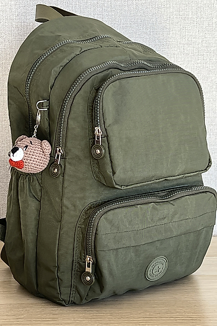 Nemo Bags HAKİ Sırt, Okul, 14 İnç Laptop, Seyahat Çantası Amigurumi Ayıcık Anahtarlık Hediyeli