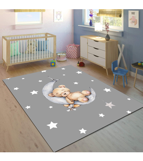 Minibabyrooms Ayda Uyuyan Ayıcık Desenli 8 mm Kalınlıkta Çocuk Odası Halısı