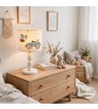 Minibabyrooms Klasik Araba ve Bolonlar Desenli Ahşap Oyma Ayak Abajur