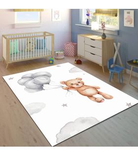 Minibabyrooms Balonlu Ayıcık Desenli 8 mm Kalınlıkta Çocuk Odası Halısı