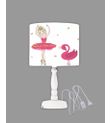 Minibabyrooms Pembe Balerin Kız ve Kuğu Desenli Ahşap Oyma Ayak Abajur