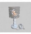 Minibabyrooms Ayda Uyuyan Ayıcık Desenli Ahşap Oyma Ayak Abajur