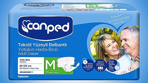 Canped Tekstil Yüzeyli Hasta Alt Bezi Medium 30'lu