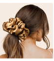 Gold Lüx Saten Büyük Boy Scrunchie, Simit Toka