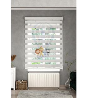 Minibabyrooms Uçan Balon ve Hayvanlar Desenli Zebra Perde