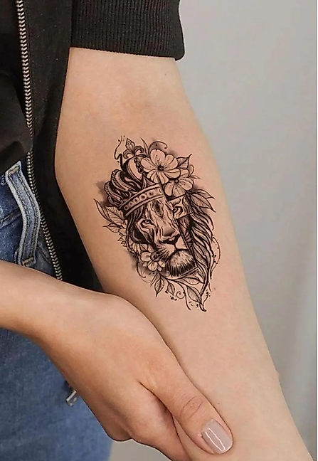 Aslan Kral Göğüs Arası, Bilek, Kol, Bacak Geçici Dövme, Tattoo