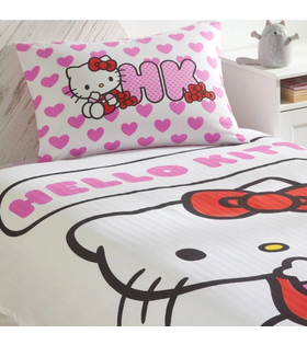 Taç Lisanslı Hello Kitty Love Tek Kişilik Pamuk Pike Takımı