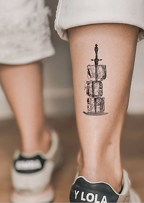 Buz Küpleri ve Kılıç Göğüs Arası, Bilek, Kol, Bacak Geçici Dövme, Tattoo