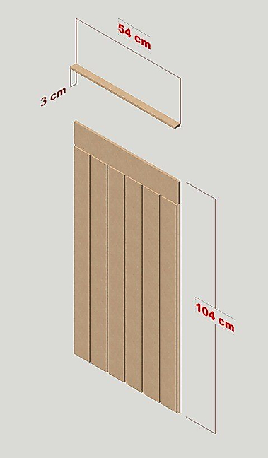 54 cm Genişlik x 105 cm Ham mdf Duvar paneli ( 10 mm kalınlık )