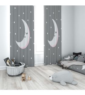 MinibabyroomsGri Ay ve Yıldızlar Temalı Fon Perde