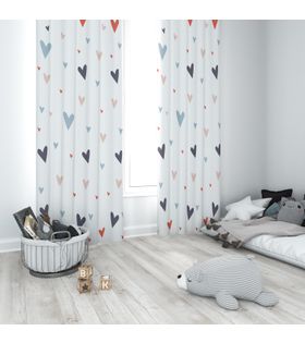 Minibabyrooms Seksek ve Renkli Kalplar Temalı Fon Perde