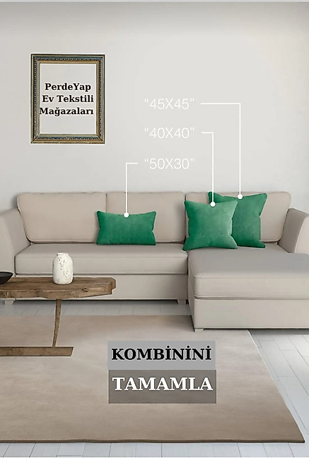 PerdeYap Kadife Dokulu Koyu Yeşil Renk Ada Serisi Runner 40 x 140 cm