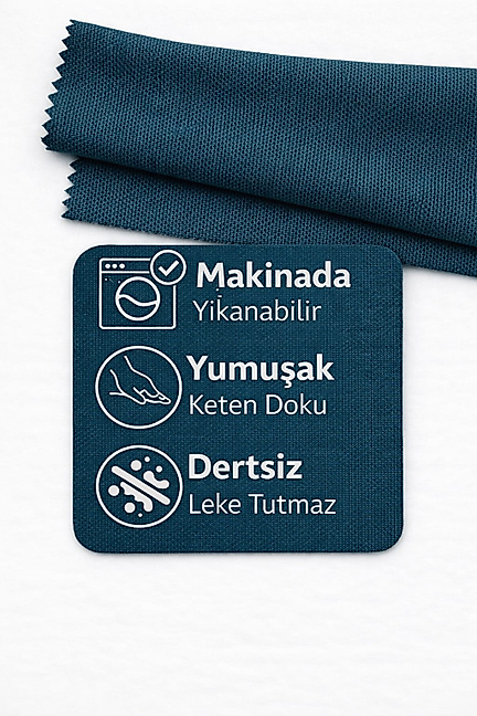 PerdeYap Koyu Petrol Ada Fon Perde Tek Kanat 1/3 Sık Pile