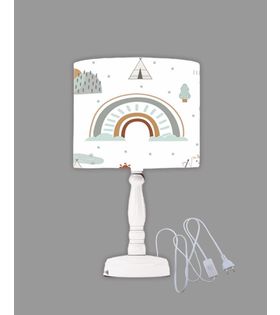 Minibabyrooms Seksek Gökkuşağı Desenli Ahşap Oyma Ayak Abajur