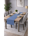 PerdeYap Kadife Dokulu Açık İndigo Renk Ada Serisi Runner 40 x 140 cm
