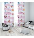 Minibabyrooms Pembe Beyaz Şeritli Elsa ve Seksek Temalı Fon Perde