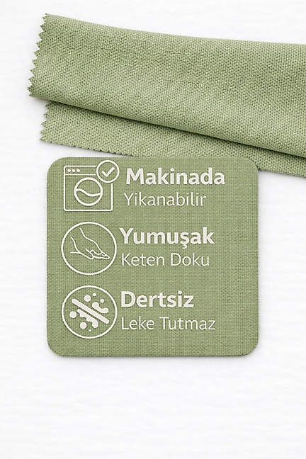 PerdeYap Su Yeşili Ada Fon Perde Tek Kanat 1/3 Sık Pile