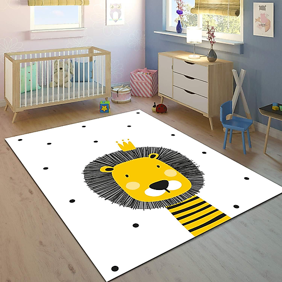 Minibabyrooms Benekli Aslan Desenli 8 mm Kalınlıkta Çocuk Odası Halısı