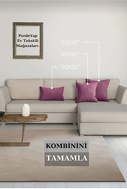 PerdeYap Kadife Dokulu Gülkurusu Renk Ada Serisi Runner 40 x 140 cm