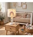 Minibabyrooms Gökkuşağı Desenli Ahşap Oyma Ayak Abajur