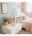 Minibabyrooms Yeşil Yıldız Desenli Ahşap Oyma Ayak Abajur