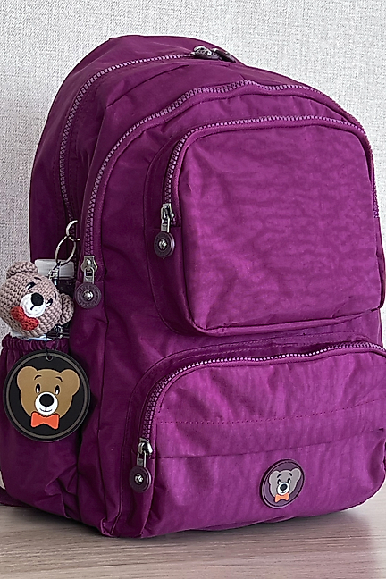 Nemo Bags KOYU BORDO Sırt, Okul, 14 İnç Laptop, Seyahat Çantası Amigurumi Ayıcık Anahtarlık Hediyeli